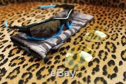 Authentic Oakley Split Jacket-racing Vented Black Polarized+yellow -blue Jawbone