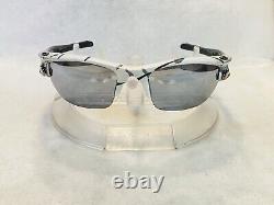 Custom Oakley Fast Jacket Sunglasses Black White Splatter with Chrome Lens
