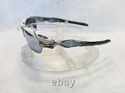 Custom Oakley Fast Jacket Sunglasses Black White Splatter with Chrome Lens