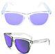 New Authentic Oakley Frogskins Sunglasses Pol Clear Violet Iridium Purple 24-305