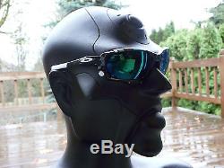 NEW! OAKLEY RACING JACKET Sunglasses Polished Black / Jade & Black Iridium
