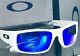 New Oakley Crankshaft White Polarized Galaxy Blue Iridium Sunglass 9239