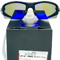 NEW Oakley FLAK 2.0 Matte Black POLARIZED Galaxy Blue Mirror Sunglass 9188