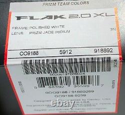 NEW Oakley FLAK JACKET 2.0 WHITE polished PRIZM JADE Iridium Sunglass 9188-92