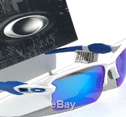 NEW Oakley FLAK JACKET 2.0 WHITE w Blue Sapphire Lens Sunglass 9188-20