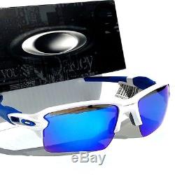 NEW Oakley FLAK JACKET 2.0 WHITE w Blue Sapphire Lens Sunglass 9188-20