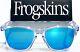 New Oakley Frogskins Clear Crystal Polarized Galaxy Blue Sapphire Sunglass 9013