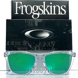 NEW Oakley Frogskins Clear Crystal w PRIZM JADE Green Iridium Sunglass 9013-D6