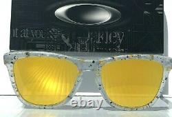 NEW Oakley Frogskins Clear Splatter POLARIZED Galaxy Gold Fire Sunglass 9013