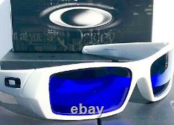 NEW Oakley GASCAN Matte White w POLARIZED Galaxy Blue Sunglass 9014