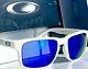New Oakley Holbrook Matte White Polarized Galaxy Blue Lenses Sunglass 9102