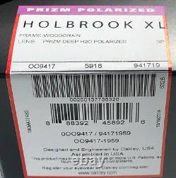 NEW Oakley HOLBROOK XL Woodgrain Polarized Deep Water PRIZM H2O Sunglass 941719