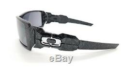 NEW Oakley Oil Rig Sunglasses 24-058 Silver Ghost Text Black Iridium AUTHENTIC