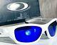 New Oakley Pit Bull White W Polarized Galaxy Blue & Grey Lens Sunglass 9161
