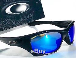 NEW Oakley PIT BULL in Matte Black w POLARIZED Galaxy Blue lens Sunglass 9161