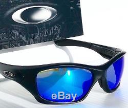 NEW Oakley PIT BULL in Matte Black w POLARIZED Galaxy Blue lens Sunglass 9161