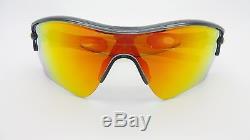 NEW Oakley Radar Range Sunglasses Crystal Black / Fire Iridium Lens Team Yellow