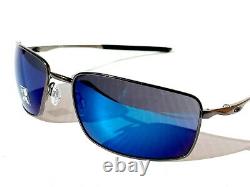 NEW Oakley SQUARE WIRE CEMENT Gunmetal ICE Blue Iridium Sunglasses 4075-02