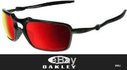 New! Oakley Badman Sunglasses Dark Carbon / Polarized Ruby Iridium Bad Man USA