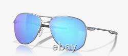 New Oakley Contrial Aviator Sunglasses Satin Silver Chrome Prizm Sapphire Blue