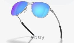 New Oakley Contrial Aviator Sunglasses Satin Silver Chrome Prizm Sapphire Blue