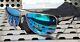 New Oakley Ejector Sunglasses 4142-0458 Satin Chrome With Prizm Sapphire Lenses
