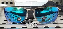 New Oakley EJECTOR Sunglasses 4142-0458 Satin Chrome with Prizm Sapphire Lenses