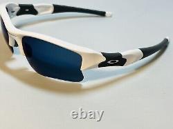 New Oakley Flak Jacket Xlj Sunglasses Polished White Frame Ice Iridium Blue Lens