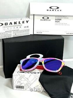 New Oakley Frogskins Swirl Sunglasses Hand Dipped Unique Pink Arms Violet Lens