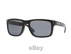 New Oakley Holbrook Polished Black Grey Polarized Lens OO9102-02 Mens Sunglasses