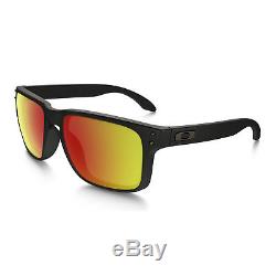 New Oakley Holbrook Sunglasses OO9102-51 Matte Black Ruby Iridium Polarized Lens
