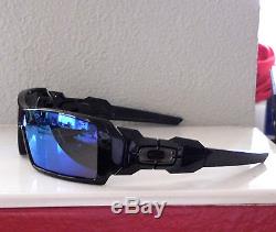 New Oakley Polarized Oil Rig Sunglasses Black Frames with Blue Lens Gunmetal O