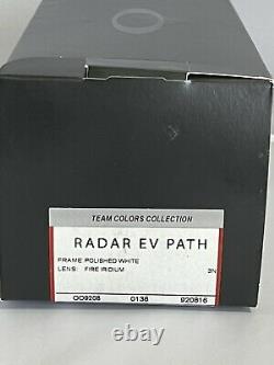 New Oakley Radar EV Path Sunglasses Team Colors Fire Iridium Lens Polished White
