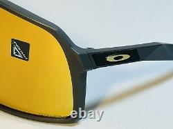 New Oakley Sutro Sunglasses Matte Carbon Frame 24k Gold Prizm Lens Shield