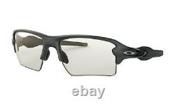 OAKLEY FLAK 2.0 XL Sunglasses OO9188-16 Steel COLOR With Clear Black PHOTOCHROMIC