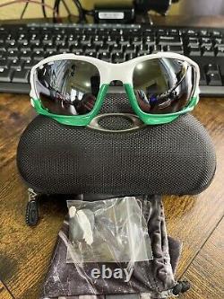 Oakley Jawbone Pearl White/Team Green Sunglasses Black Iridium VERY NICE