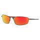 Oakley Men's Oo4141 Whisker Oval Sunglasses, Matte Gunmetal/prizm Ruby, 60 Mm
