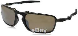 Oakley Mens Badman OO6020-02 Polarized Iridium Rectangular Sunglasses, Pewter