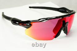 Oakley Radar EV Advacer Sunglasses Black Red Mirror Prizm Road OO 9442 0138