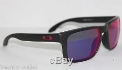 Oakley Sunglasses HOLBROOK 9102-36 Black Red Iridium MIRRORED OO9102-36 NEW