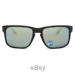 Oakley Sunglasses OO9102-50 Polraized Holbrook Matte Black Emerald Iridium Mens
