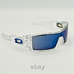 Oakley Sunglasses Oil Rig Polished Clear Frame Polarized Galaxy Blue Mirror Lens
