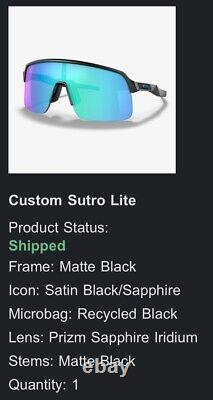 Oakley Sutro Lite CUSTOM Sunglasses-Matte Black/PRIZM Sapphire Iridium-NEW-$229