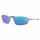 Oakley Whisker Polarized Sunglasses Oo4141-0460 Satin Chrome With Prizm Sapphire