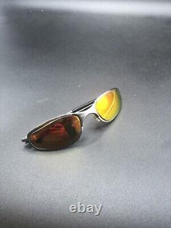 Vintage Oakley A Wire Thick Sunglasses Metal Gray Silver Fire Lens